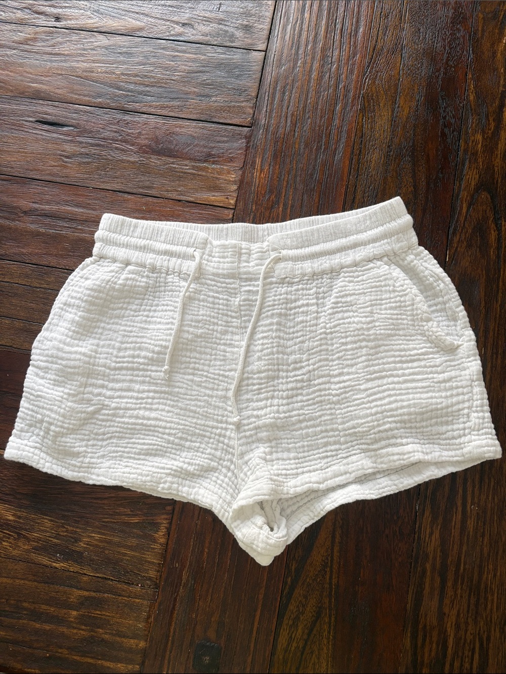 Billabong White Textured Gauze Shorts